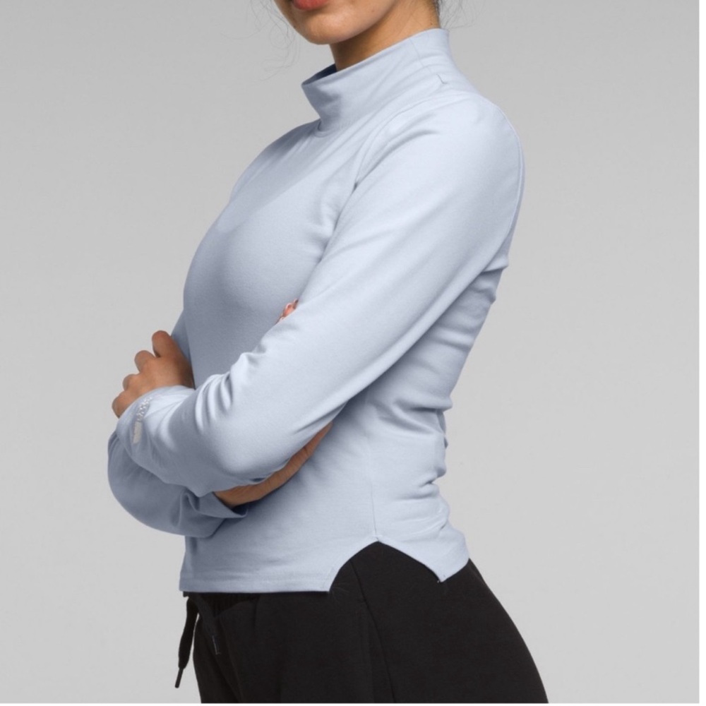 The North Face Women's Pale Blue Mock Neck Long Sleeve Top - Picture 3 of 6